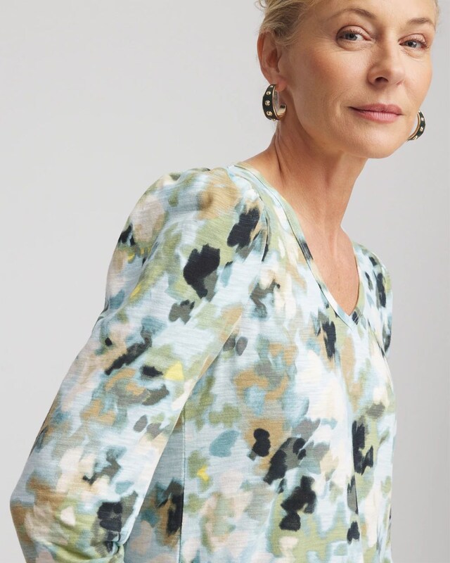 Printed Slub Puff-Sleeve Tee - image 4